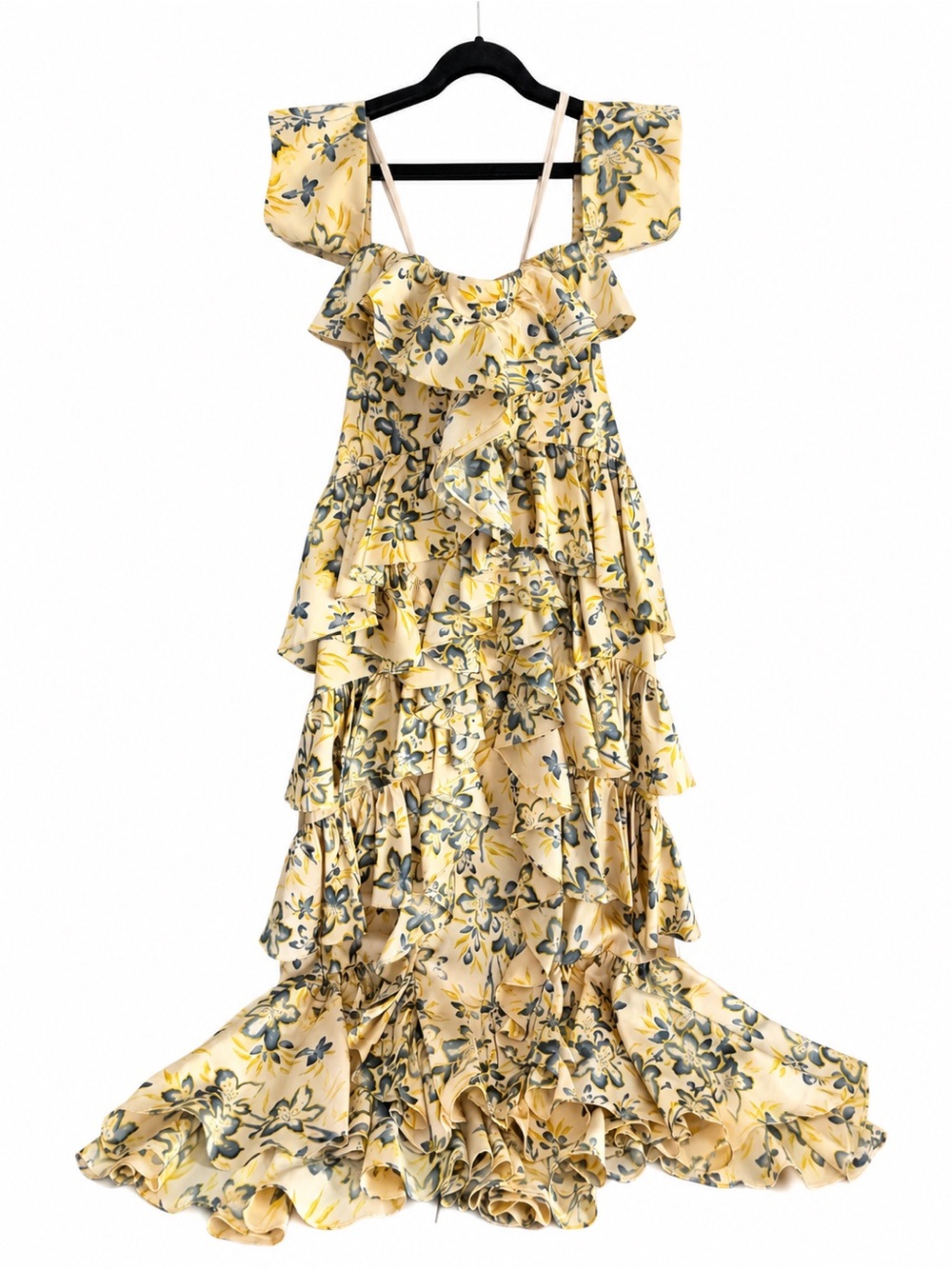 Cinq à Sept Eleonora Floral Ruffle Midi Dress Silk Size 6 Altered Fits 4